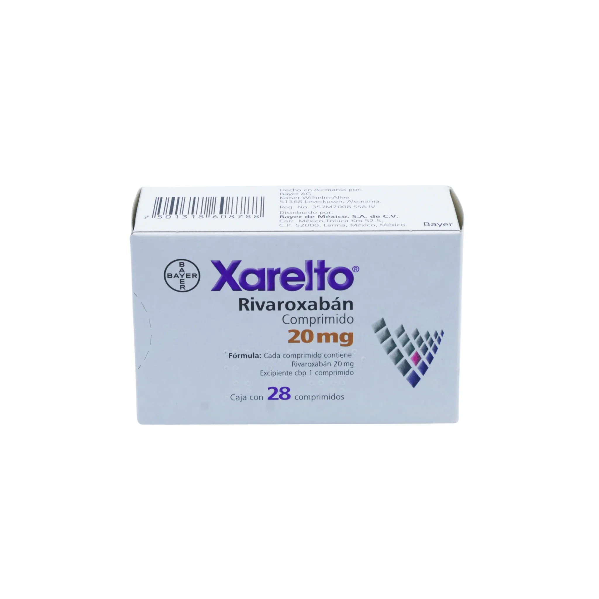 Xarelto Rivaroxabán 20 mg, Caja con 28 comprimidos - Image 3